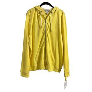NWT Sag Harbor Yellow At Ease Athleisure Lounge Zip Up Hood Jacket Sz XL